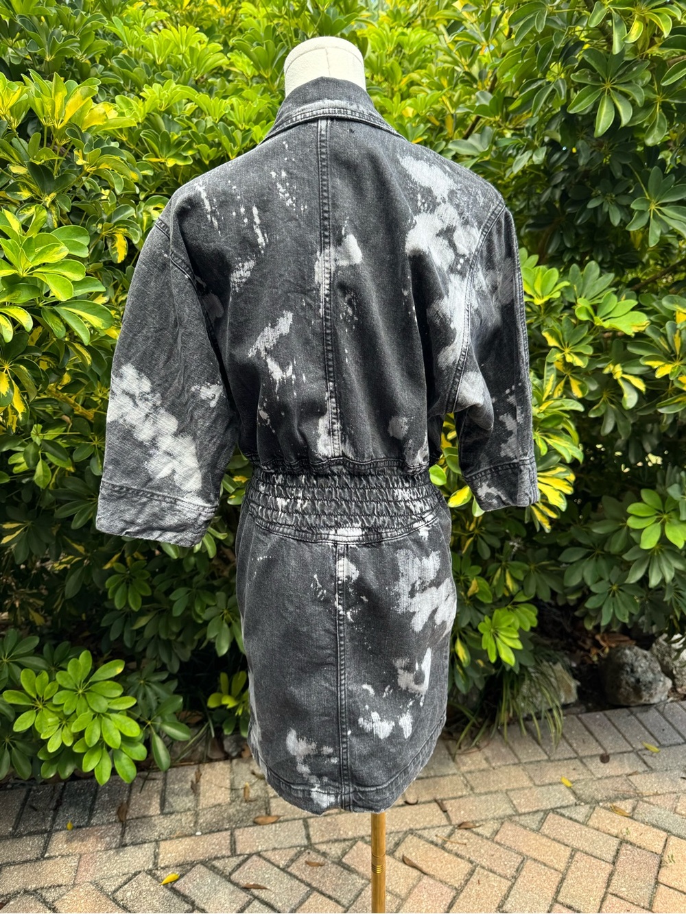 Retrofète Black and White Acid-Wash Denim Mini Dress - Picture 8 of 13